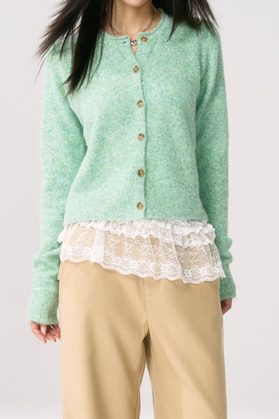 Green Roll Sleeve Cardigan image 3