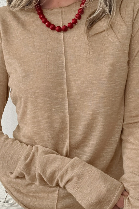 White Crew Neck Long-Sleeve Layering Knit Top image 3