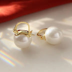 Maren Pearl Earrings detail view styled for Avrienne