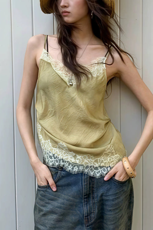 Acetate Lace Panel V Neck Cami Top image 2
