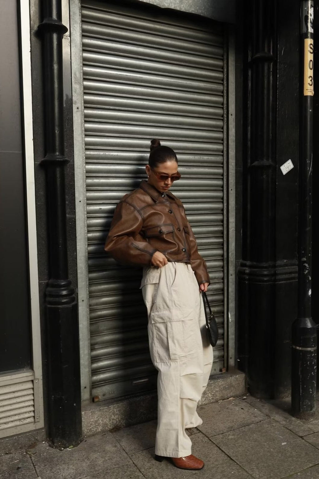 Brown Vintage Faux Leather Coat image 4