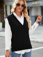Bianca Sweater Vest detail view styled for Avrienne