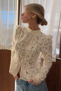 Soft-Style Stand-Collar Frog-Button Lace Cutout Cardigan image 3