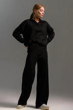 Polo Collar Knit Pullover Wide-Leg Pants Two Piece Set image 9