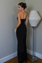 Angel Wings Rhinestone Strapless Bodycon Maxi Dress image 3
