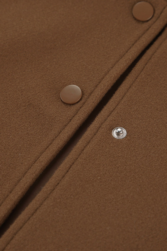Stand Collar Melange Brown Wool Coat image 5
