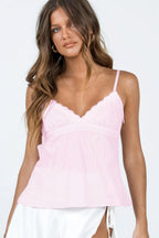 Solid Lace Trim Backless Slim Cami Top image 2