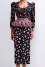 Square Neck Digital Print Ruffled Belt Floral Dress image 2