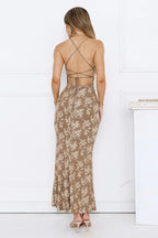 Jacquard V-Neck Backless Cami Maxi Dress image 4