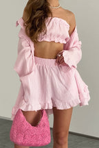 Ruffled Loose Casual Long Sleeve Three Piece Set image 2