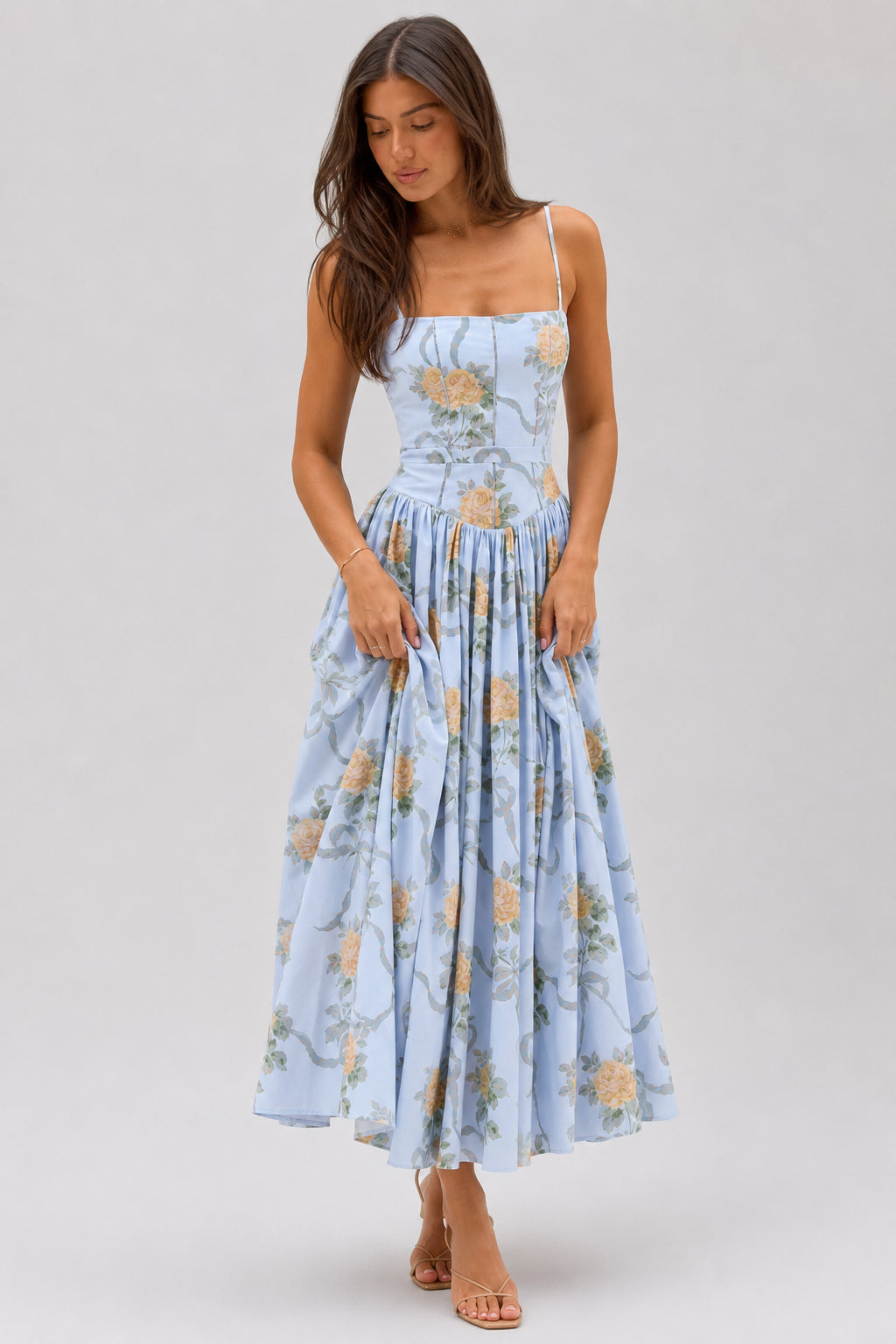 Sexy Floral Cami Bodycon Maxi Dress image 5