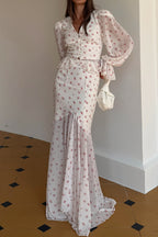 Sexy Chiffon V Neck Ruffle Sleeve Bodycon Skirt Sets image 2