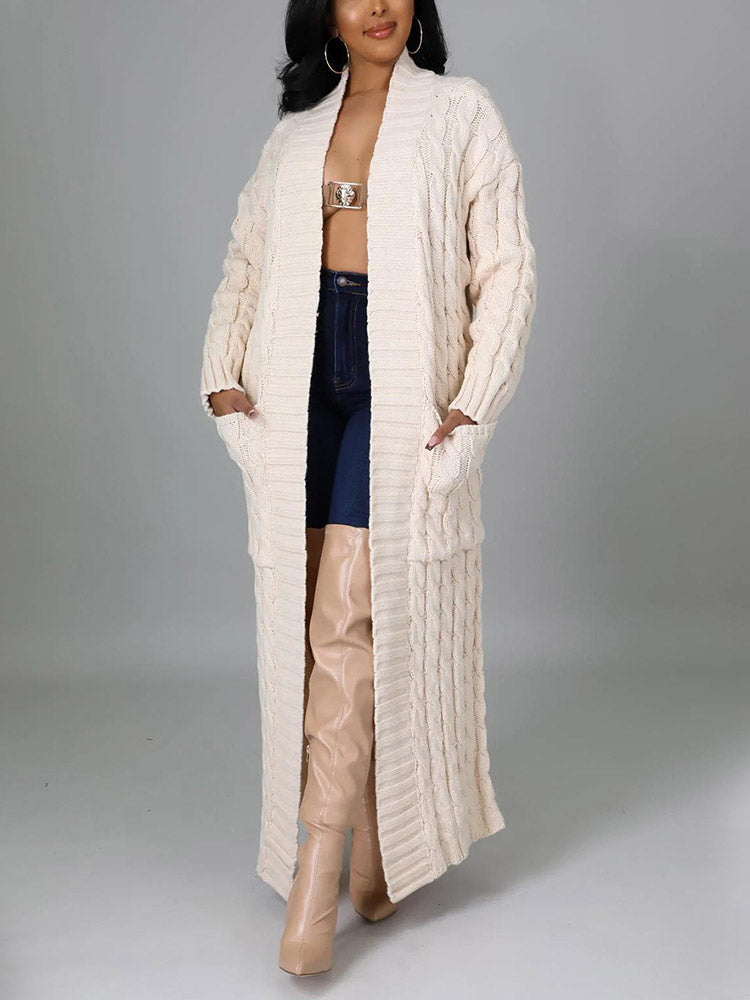 Knitted Solid Graceful Open Front Cardigan image 25