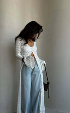 Knitted Flare Long Sleeve Beach Cardigan image 2