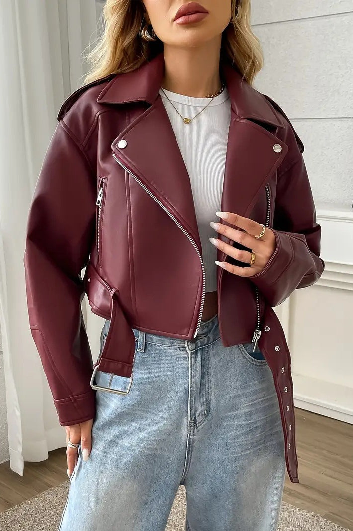 Vintage Cropped PU Leather Jacket image 1