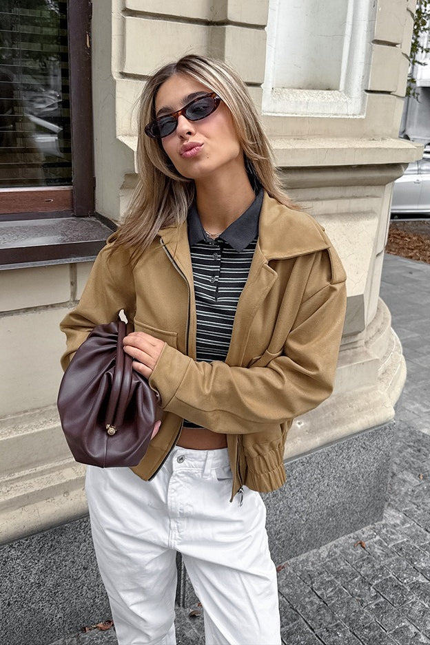 Loose Fit Brown Suede Jacket image 4