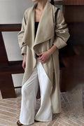 Korean Hepburn Lazy-Chic Belted Waist-Tie Long Overcoat image 1