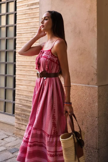 Boho Spaghetti Strap Tassel Boho Dress image 12