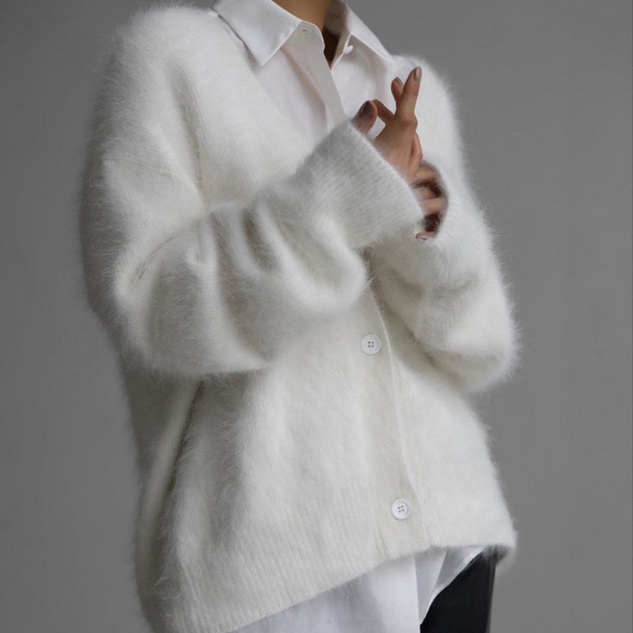 V-Neck Mink Wool Knit Cardigan image 6