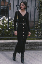 Long Sleeve Button Sweater Dress image 17