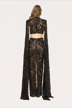 Lace Beaded Sequin Slim Cape Reception Dress image 10