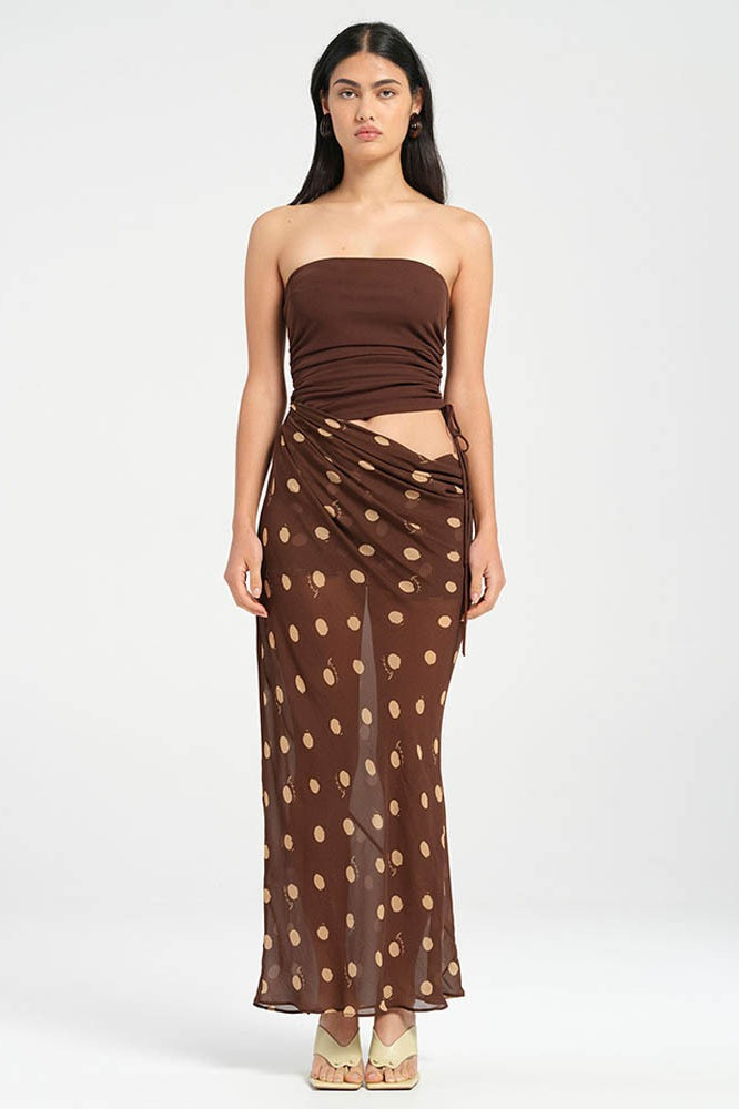 Sexy Strapless Polka Dot Patchwork Slim Maxi Dress image 6