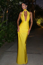 V-Neck Halter Backless Split Maxi Party Dress image 6