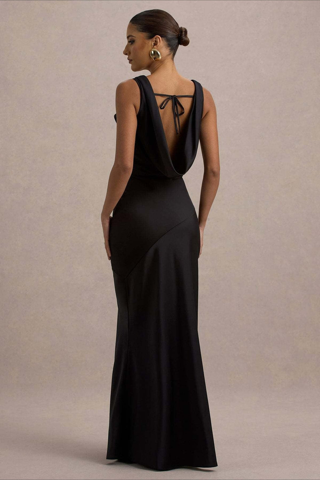 Satin Bodycon Backless Fish Maxi Dress image 8