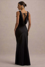 Satin Bodycon Backless Fish Maxi Dress image 8