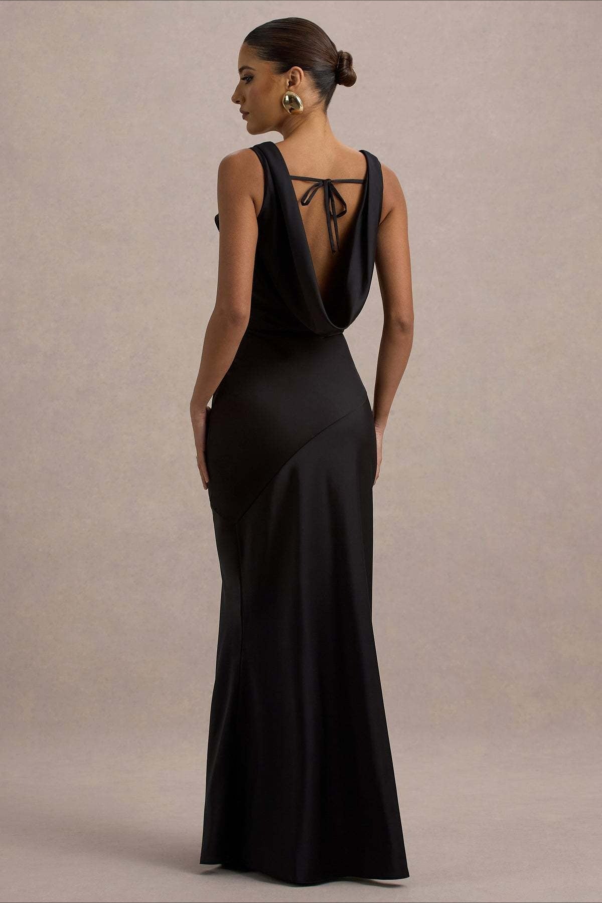Satin Bodycon Backless Fish Maxi Dress image 8