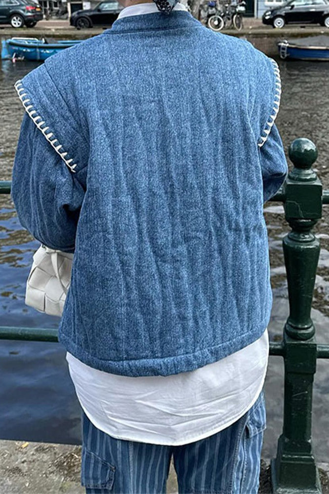 Blue Floral Cotton Coat image 3