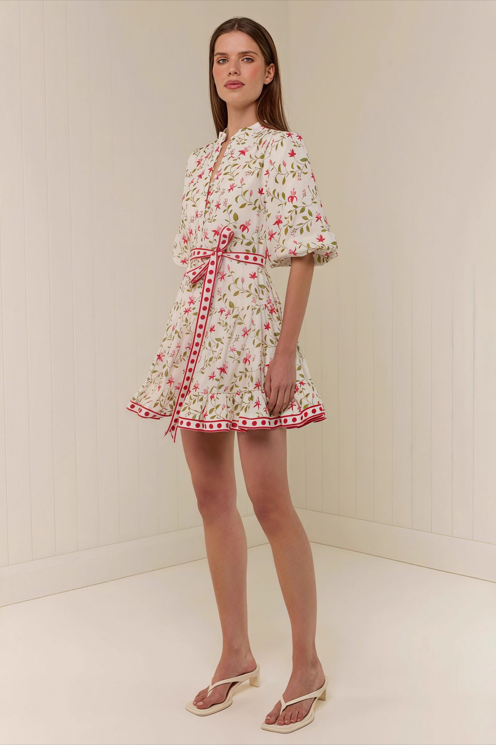 Casual Linen Lace-up Belted Summer Beach Mini Dress image 2