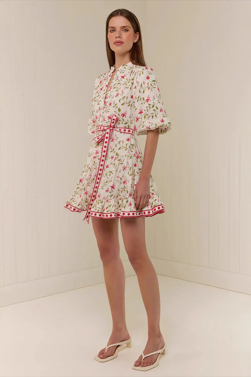 Casual Linen Lace-up Belted Summer Beach Mini Dress image 2