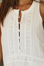 Vacation Lace Button Flared Mini Dress image 6
