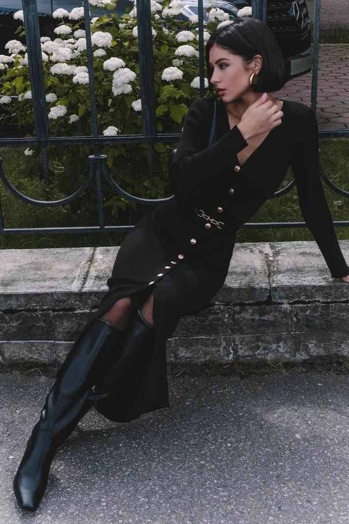 Long Sleeve Button Sweater Dress image 18