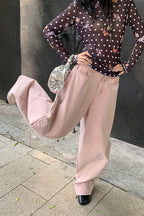 Pink Heart Pocket Loose Wide Leg Jeans image 4
