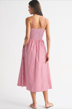 Striped Pocket A-Line Printed Midi Dress image 3