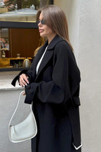 Extra-Long Wool Tie-Waist Loose Overcoat image 10