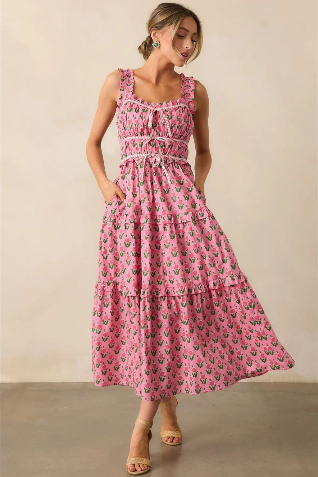 Elegant Elastic Jumpsuit Floral Dress image 2