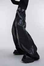 Wide Leg PU Leather Patchwork Jeans image 15