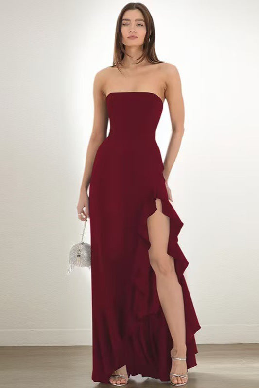 Ruffled Bustier Side Slit Formal Dress image 4