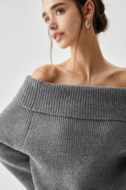 Off Shoulder Knit Pullover Sweater image 13