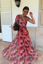 Floral Print Ruched Flared A-Line Vacation Mini Dress image 1
