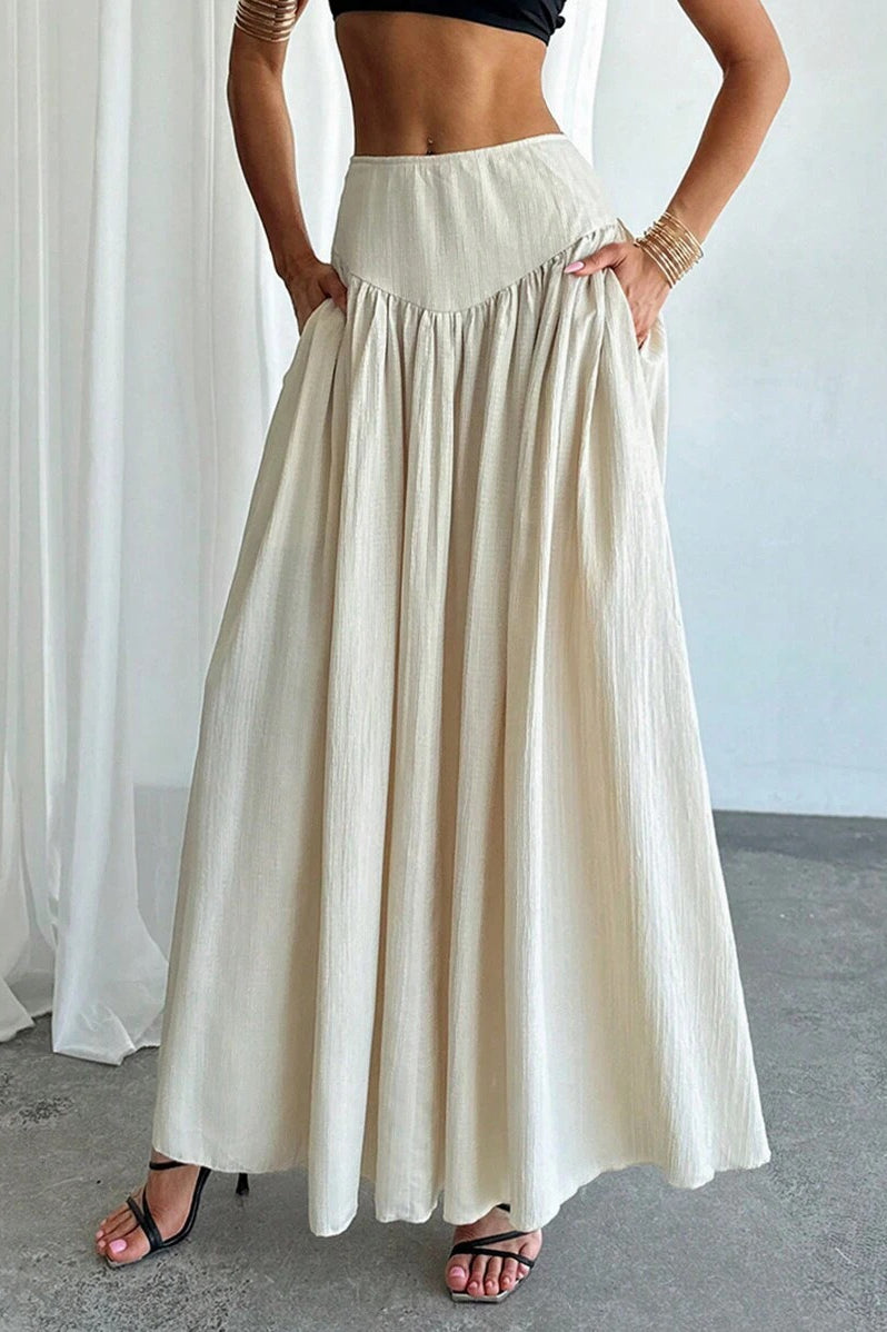 Ruffled High Waist A Line Belted Side Pocket Elegant Skirt image 2