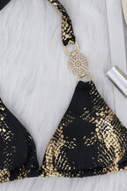Snake Print Gold Diamond Bikini Set image 7