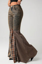 Plaid Patch High Waist Flare Jean image 2