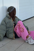 Vintage Washed Cross Embroidery Puffer Jacket image 8