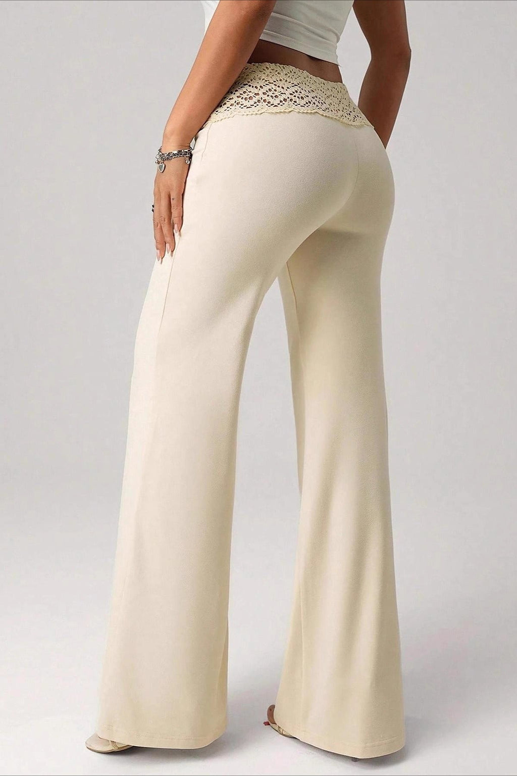Splice Lace Waist Flared Pants image 4