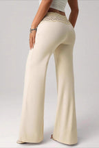 Splice Lace Waist Flared Pants image 4