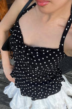 Retro Polka Dot Halter Cami Blouse image 3